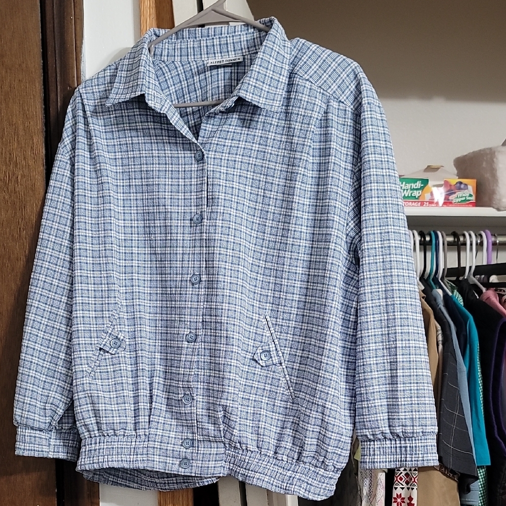 Alfred Dunner Blue and White Plaid Shirt